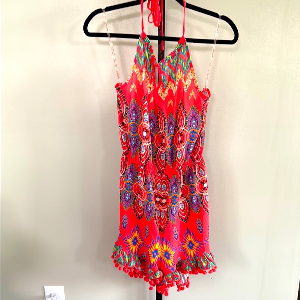 Flying Tomato Halter Orange  Open Back Tie Romper *NWOT* Size Medium